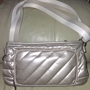 THINK ROYLN White Gold Quilted Bag With Matching Coin Purse